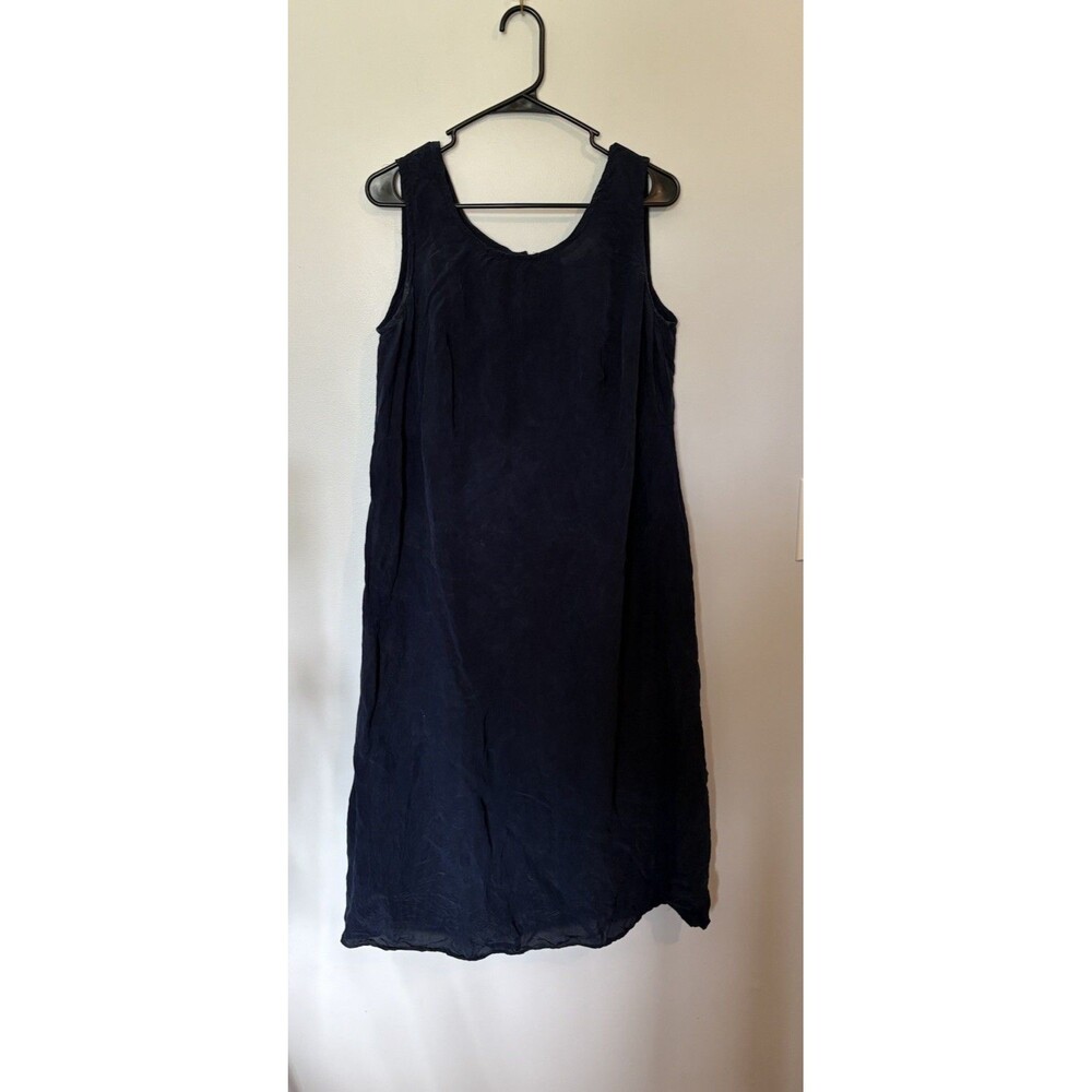 K Woman 100% Rayon Dress, Size 16W, Vintage, Navy Blue/black